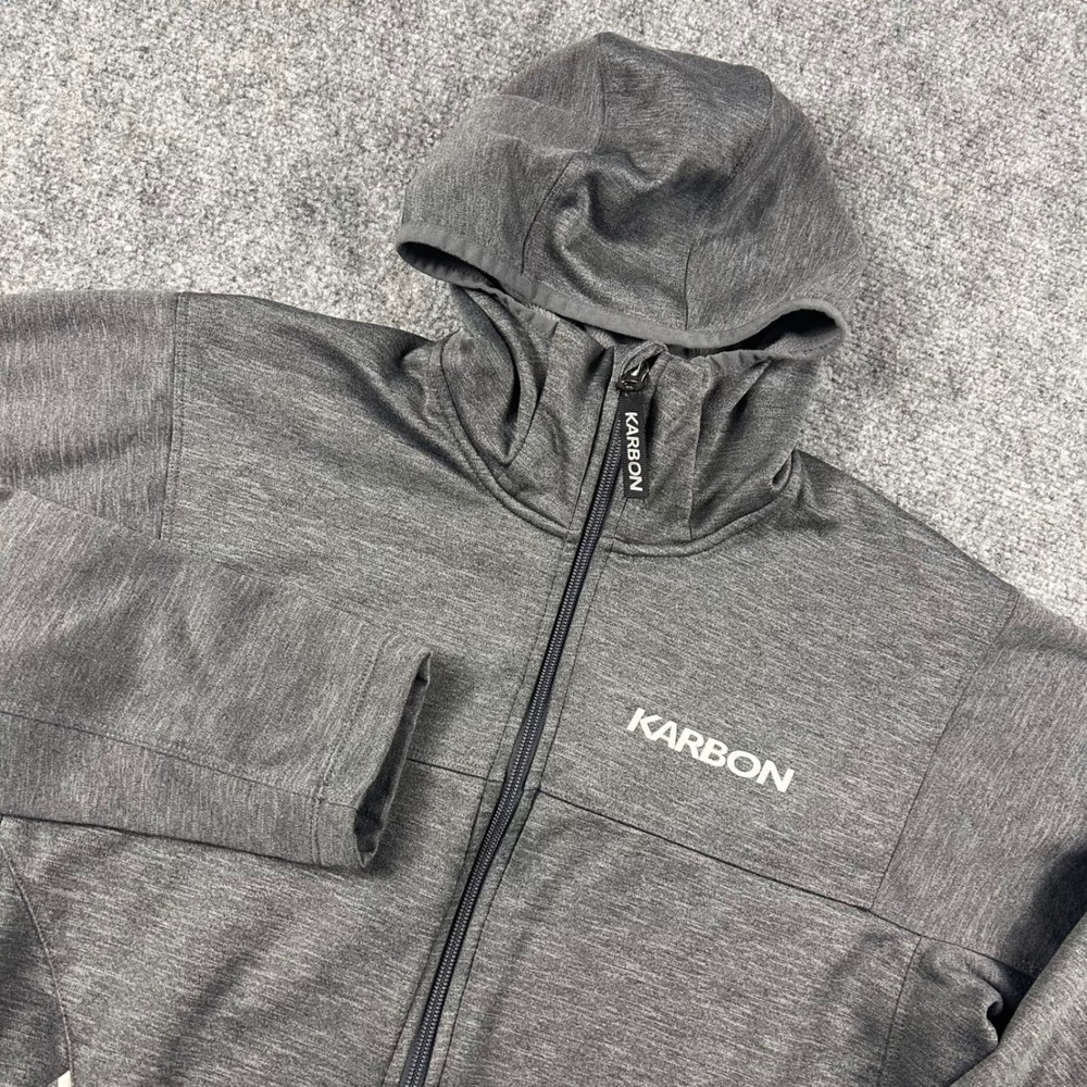 Karbon Full Zip Hoodie Mens Large Gray Fleece Lined Activewear‎ Jacket Outdoor